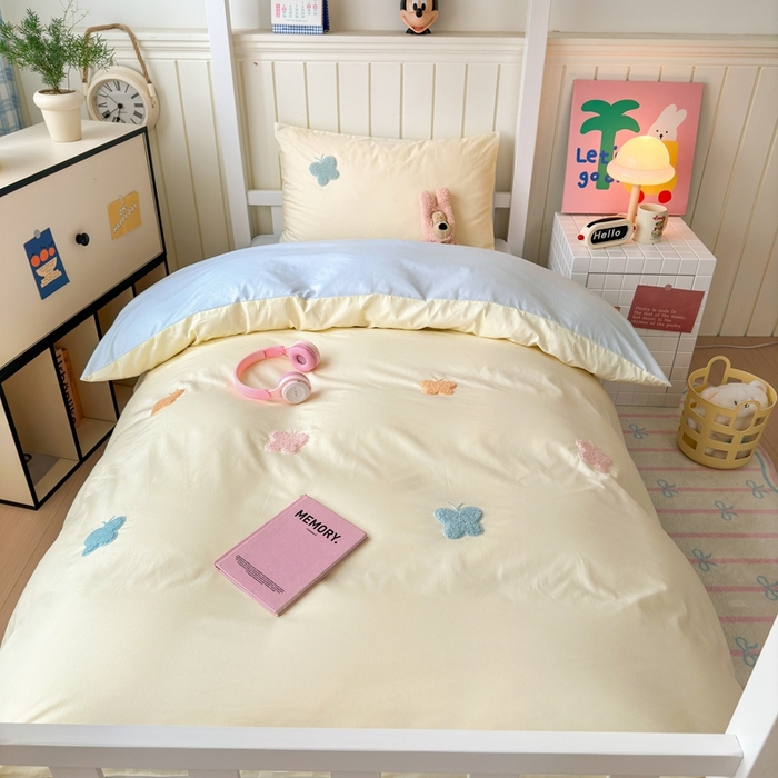 91家纺网 家纺一手货源 找家纺 锦觅 2025新款学生季全棉纯棉毛巾绣三件套奶油小清新刺绣四件套（全文件大图以及买家秀） 五彩斑斓