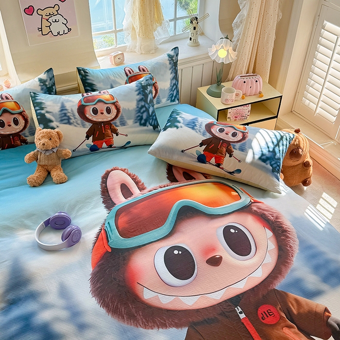 91家纺网 家纺一手货源 找家纺 馨语家居 2025新款全棉双层纱四件套 探险家