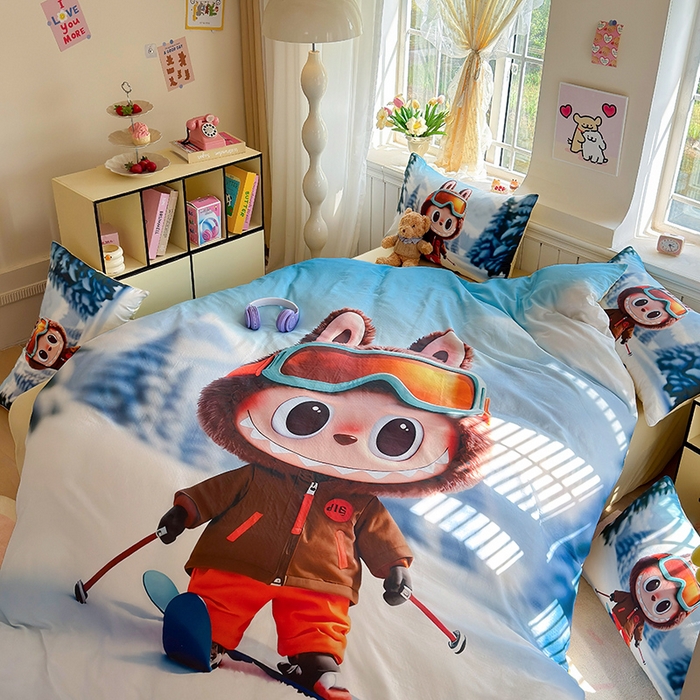 91家纺网 家纺一手货源 找家纺 馨语家居 2025新款全棉双层纱四件套 探险家