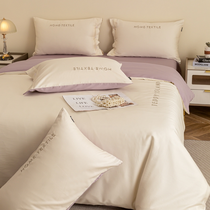 91家纺网 家纺一手货源 找家纺 （总）泰迪爱兰Teddy 2025新款100支（50支）全棉贡缎字母绣花四件套