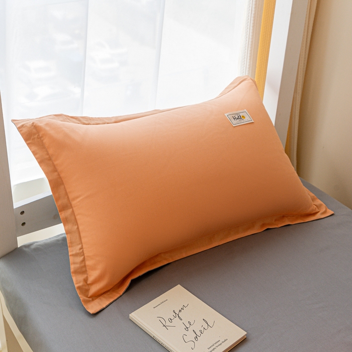 91家纺网 家纺一手货源 找家纺 贝兰仙奴 2025新款13372全棉印花简约学生三件套 橙灰