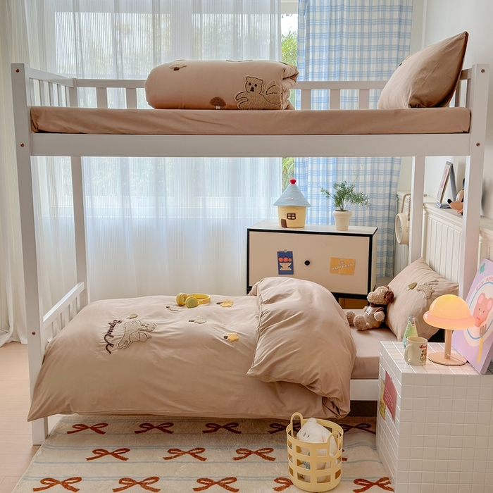 91家纺网 家纺一手货源 找家纺 锦觅 2025新款学生季全棉纯棉毛巾绣三件套奶油小清新刺绣四件套（全文件大图以及买家秀） 丛林趣事