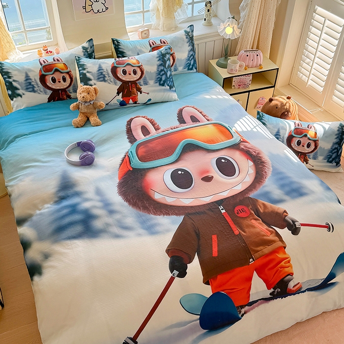 91家纺网 家纺一手货源 找家纺 馨语家居 2025新款全棉双层纱四件套 探险家