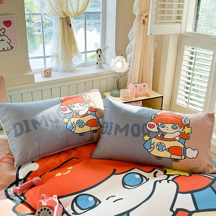 91家纺网 家纺一手货源 找家纺 馨语家居 2025新款全棉双层纱四件套 小小飞行员