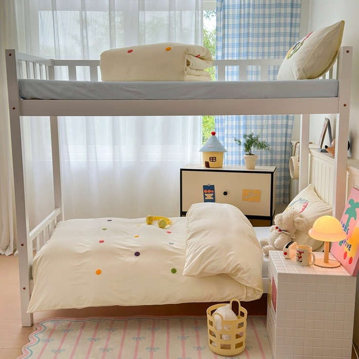 91家纺网 家纺一手货源 找家纺 锦觅 2025新款学生季全棉纯棉毛巾绣三件套奶油小清新刺绣四件套（全文件大图以及买家秀） 彩虹波点