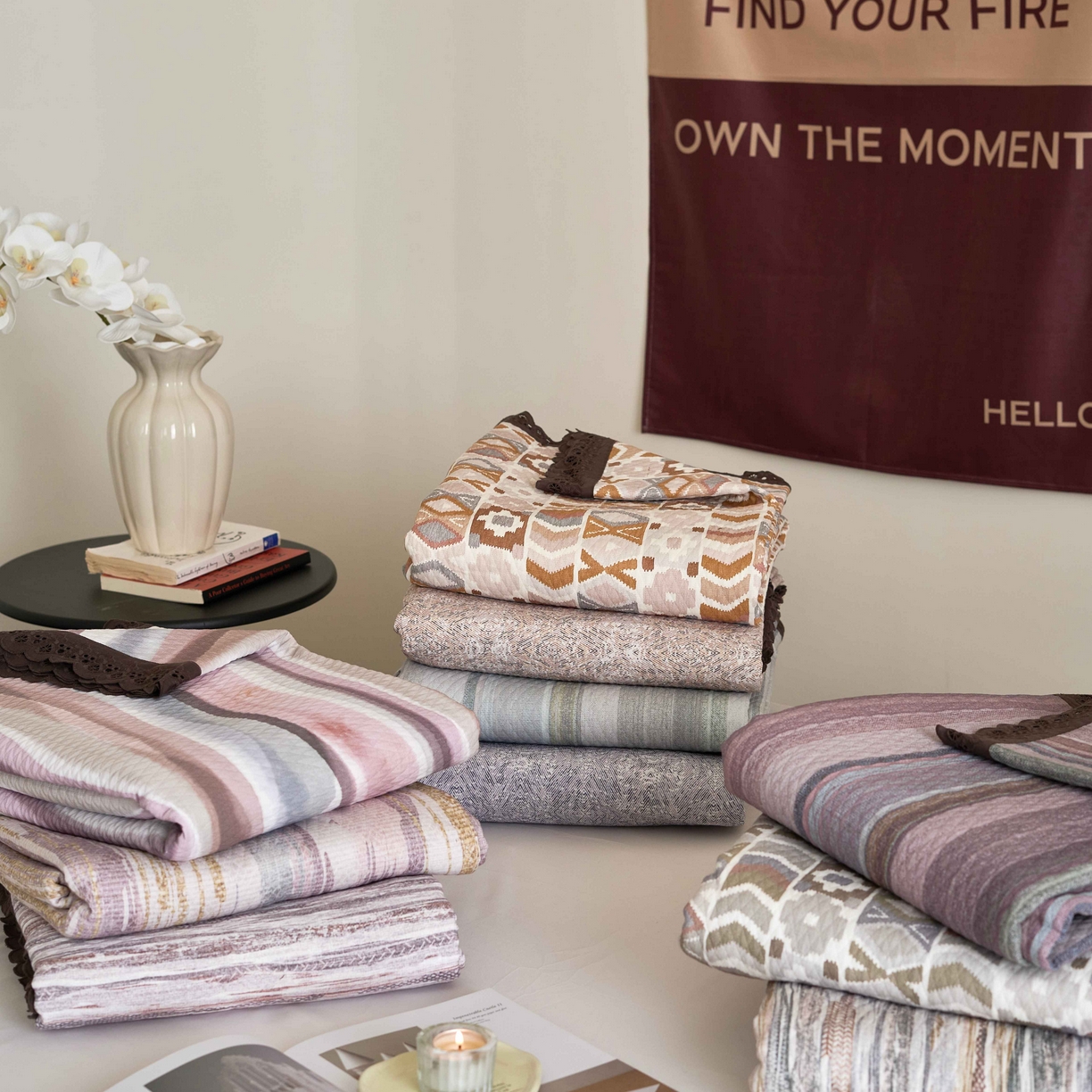 91家纺网 家纺一手货源 找家纺 （总）月夏 2025新款春夏全棉纯棉提花床盖三件套