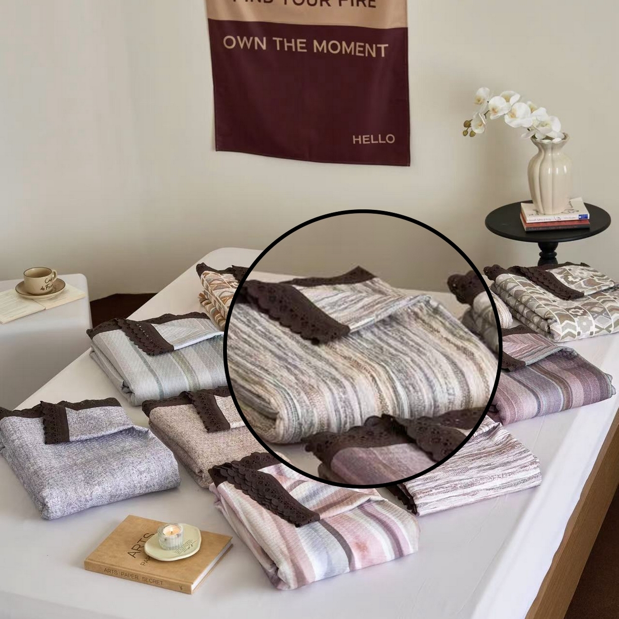 91家纺网 家纺一手货源 找家纺 （总）月夏 2025新款春夏全棉纯棉提花床盖三件套