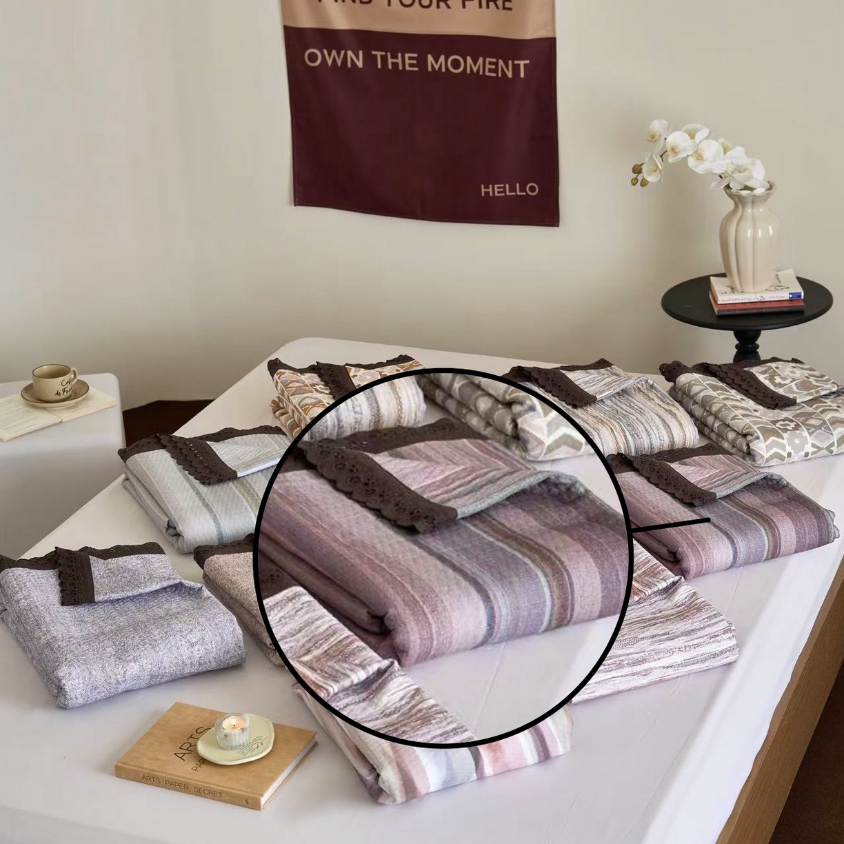 91家纺网 家纺一手货源 找家纺 （总）月夏 2025新款春夏全棉纯棉提花床盖三件套