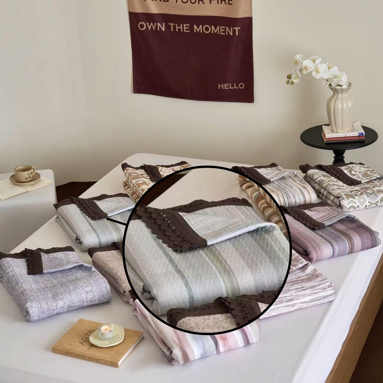 91家纺网 家纺一手货源 找家纺 （总）月夏 2025新款春夏全棉纯棉提花床盖三件套