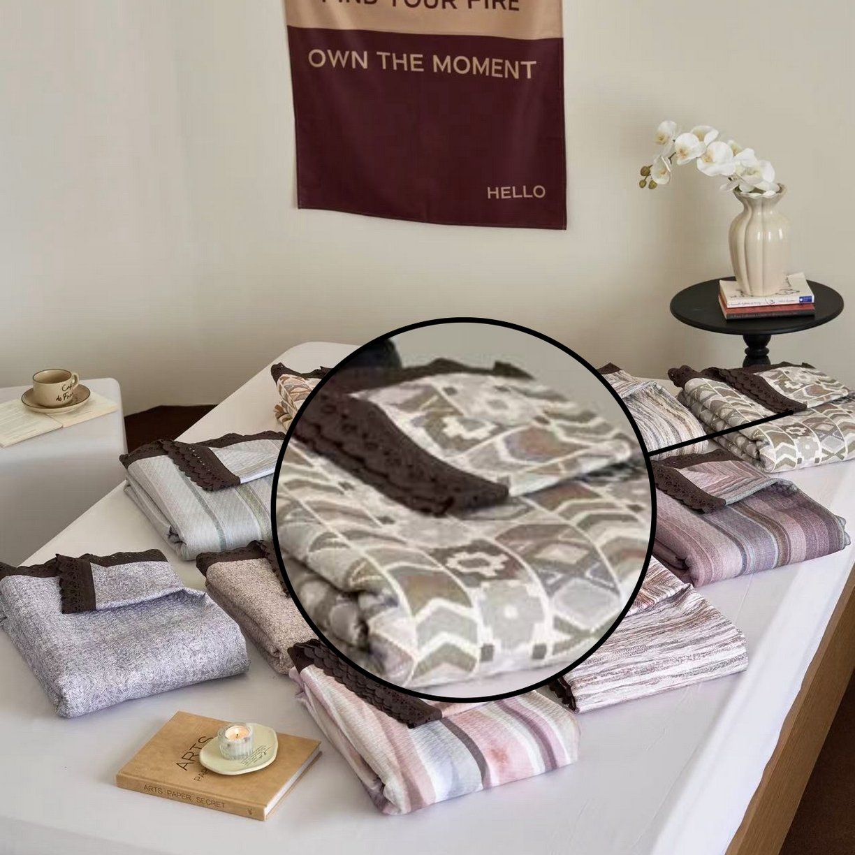 91家纺网 家纺一手货源 找家纺 （总）月夏 2025新款春夏全棉纯棉提花床盖三件套