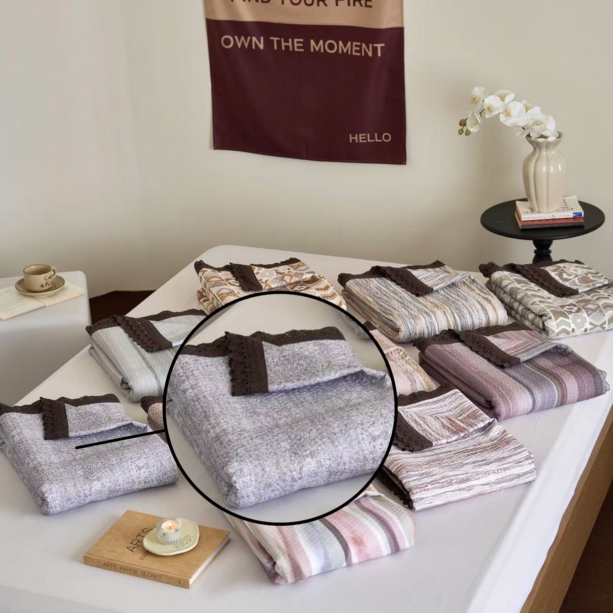 91家纺网 家纺一手货源 找家纺 （总）月夏 2025新款春夏全棉纯棉提花床盖三件套