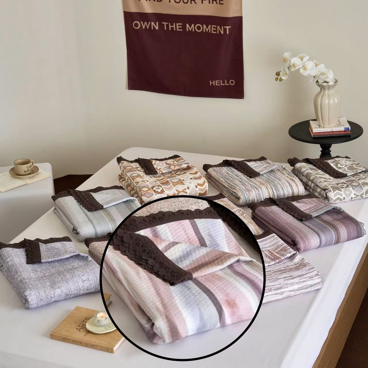 91家纺网 家纺一手货源 找家纺 （总）月夏 2025新款春夏全棉纯棉提花床盖三件套