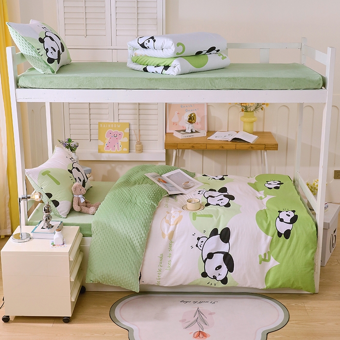 91家纺网 家纺一手货源 找家纺 （总）金鑫汇2025新款学生上下铺棉加豆豆绒三件套