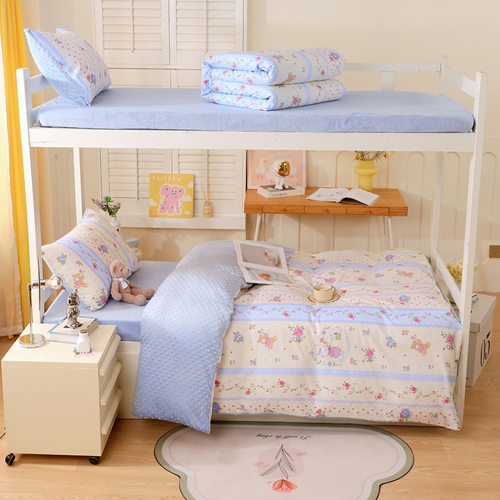 91家纺网 家纺一手货源 找家纺 （总）金鑫汇2025新款学生上下铺棉加豆豆绒三件套