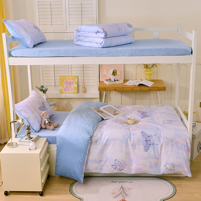 91家纺网 家纺一手货源 找家纺 （总）金鑫汇2025新款学生上下铺棉加豆豆绒三件套