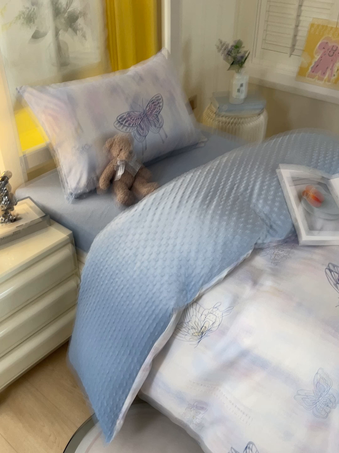 91家纺网 家纺一手货源 找家纺 金鑫汇2025新款学生上下铺棉加豆豆绒三件套 梦蝶