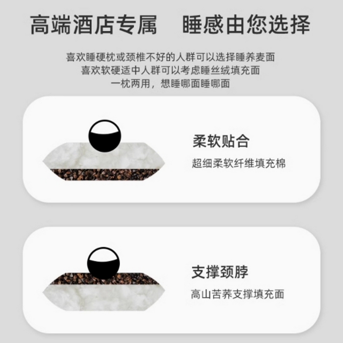 91家纺网 家纺一手货源 找家纺 （总）澜昕 酒店专用单面荞麦枕羽丝绒两用枕芯白色