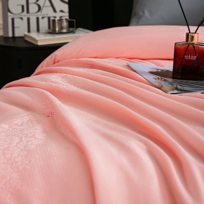 91家纺网 家纺一手货源 找家纺 蚕阿婆2025新款100%桑蚕丝被 全棉提花纯手工蚕丝被 玉色