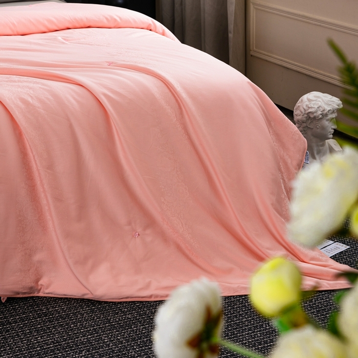 91家纺网 家纺一手货源 找家纺 蚕阿婆2025新款100%桑蚕丝被 全棉提花纯手工蚕丝被 玉色