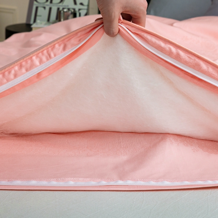 91家纺网 家纺一手货源 找家纺 蚕阿婆2025新款100%桑蚕丝被 全棉提花纯手工蚕丝被 玉色