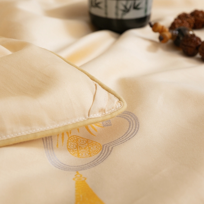 91家纺网 家纺一手货源 找家纺 蚕阿婆2025新款中国风纯棉蚕丝被 桑蚕丝春秋被冬被 香槟色