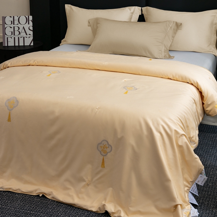 91家纺网 家纺一手货源 找家纺 蚕阿婆2025新款中国风纯棉蚕丝被 桑蚕丝春秋被冬被 香槟色