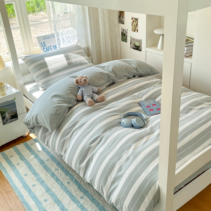 91家纺网 家纺一手货源 找家纺 菲梵家纺 2025新款7A抗菌A类全棉色织水洗棉三件套（提供7a抗菌检测报告和卖家秀） 晨光灰