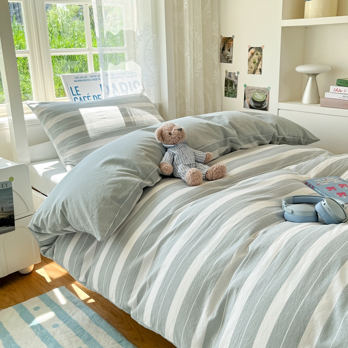 91家纺网 家纺一手货源 找家纺 菲梵家纺 2025新款7A抗菌A类全棉色织水洗棉三件套（提供7a抗菌检测报告和卖家秀） 晨光灰