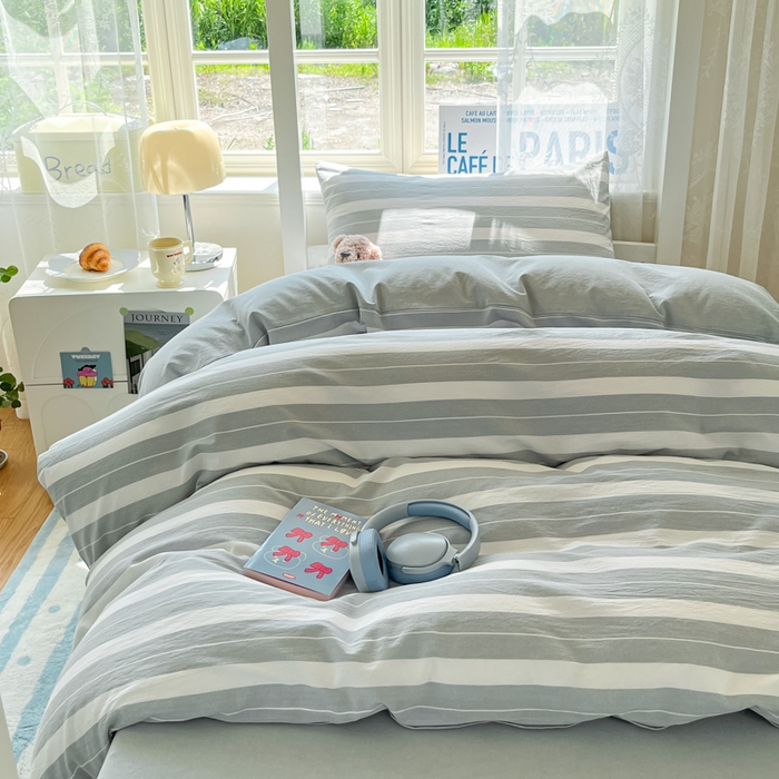 91家纺网 家纺一手货源 找家纺 菲梵家纺 2025新款7A抗菌A类全棉色织水洗棉三件套（提供7a抗菌检测报告和卖家秀） 晨光灰