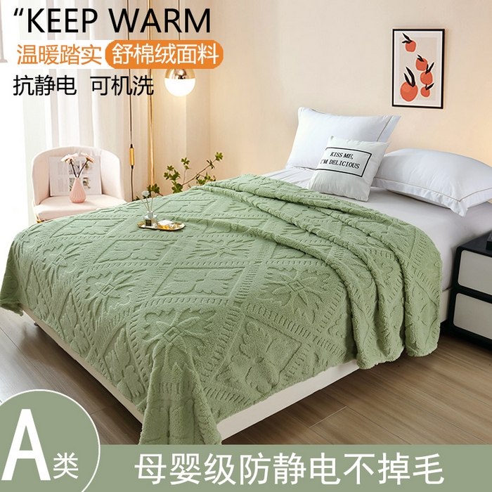 楼兰公主 2025春夏新款塔芙绒毛毯毯子多功能盖毯 波西米亚-茶绿