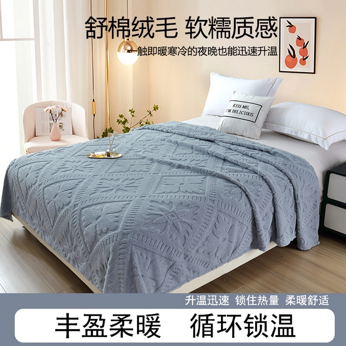 楼兰公主 2025春夏新款塔芙绒毛毯毯子多功能盖毯 波西米亚-蓝灰