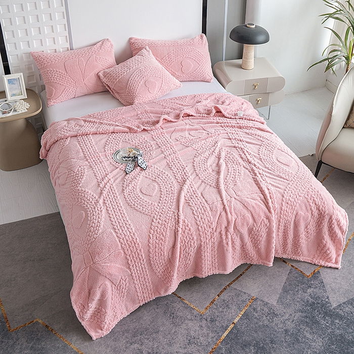 楼兰公主 2025春夏新款塔芙绒毛毯毯子多功能盖毯 塔芙绒蝴蝶结-粉