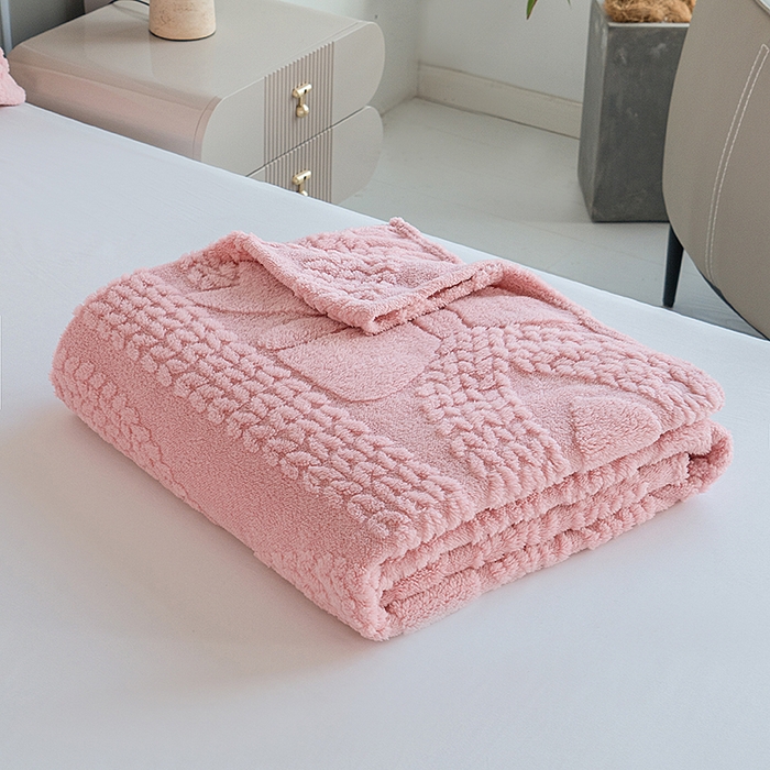 91家纺网 家纺一手货源 找家纺 楼兰公主 2025春夏新款塔芙绒毛毯毯子多功能盖毯 塔芙绒蝴蝶结-粉