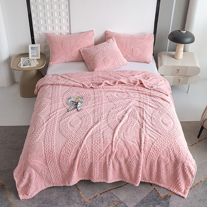 91家纺网 家纺一手货源 找家纺 楼兰公主 2025春夏新款塔芙绒毛毯毯子多功能盖毯 塔芙绒蝴蝶结-粉