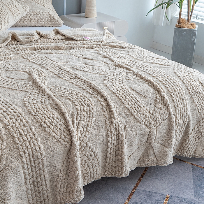 91家纺网 家纺一手货源 找家纺 楼兰公主 2025春夏新款塔芙绒毛毯毯子多功能盖毯 塔芙绒蝴蝶结-卡其