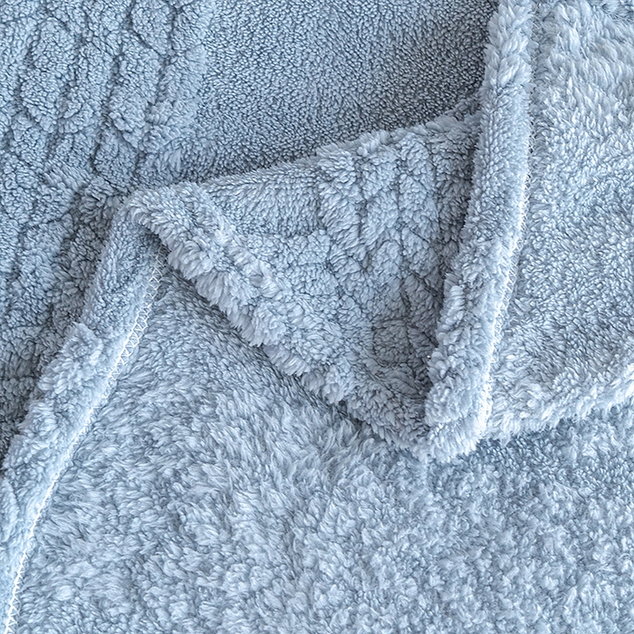 91家纺网 家纺一手货源 找家纺 楼兰公主 2025春夏新款塔芙绒毛毯毯子多功能盖毯 塔芙绒蝴蝶结-蓝灰