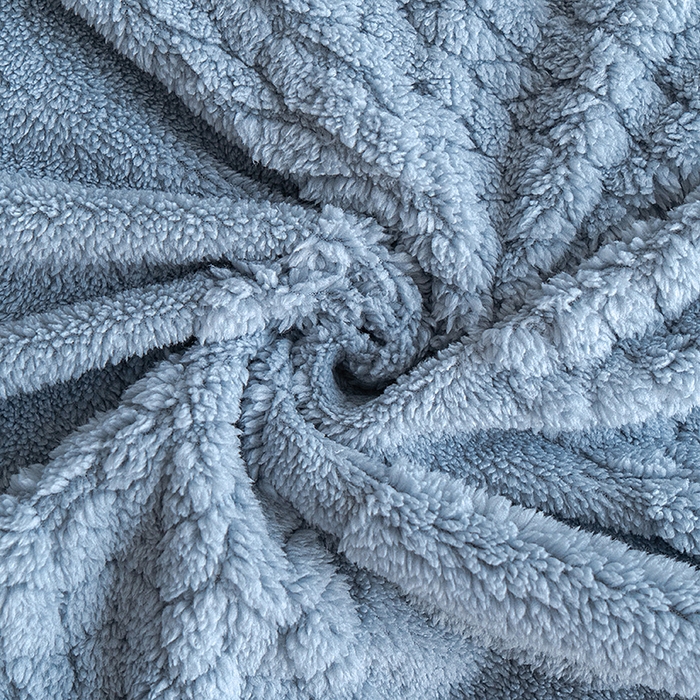 91家纺网 家纺一手货源 找家纺 楼兰公主 2025春夏新款塔芙绒毛毯毯子多功能盖毯 塔芙绒蝴蝶结-蓝灰