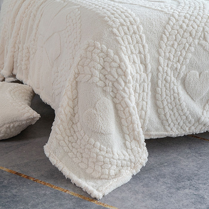 91家纺网 家纺一手货源 找家纺 楼兰公主 2025春夏新款塔芙绒毛毯毯子多功能盖毯 塔芙绒蝴蝶结-米白