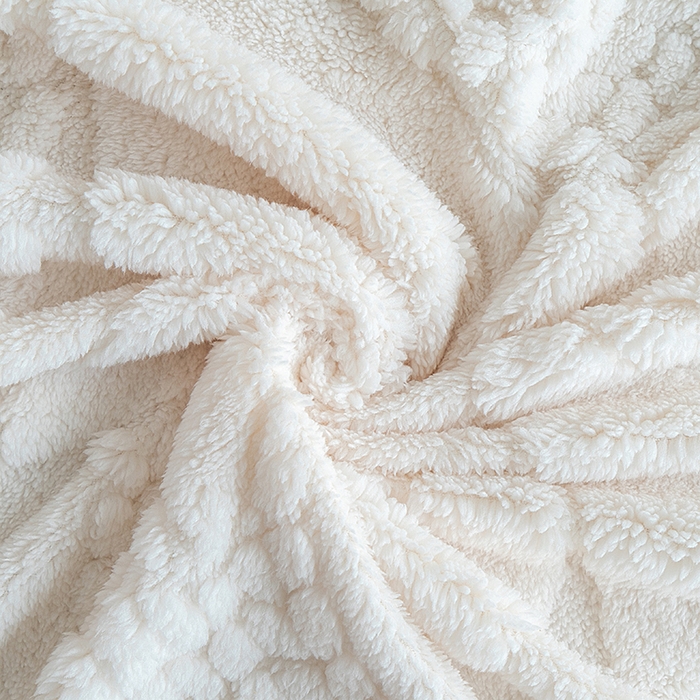 91家纺网 家纺一手货源 找家纺 楼兰公主 2025春夏新款塔芙绒毛毯毯子多功能盖毯 塔芙绒蝴蝶结-米白