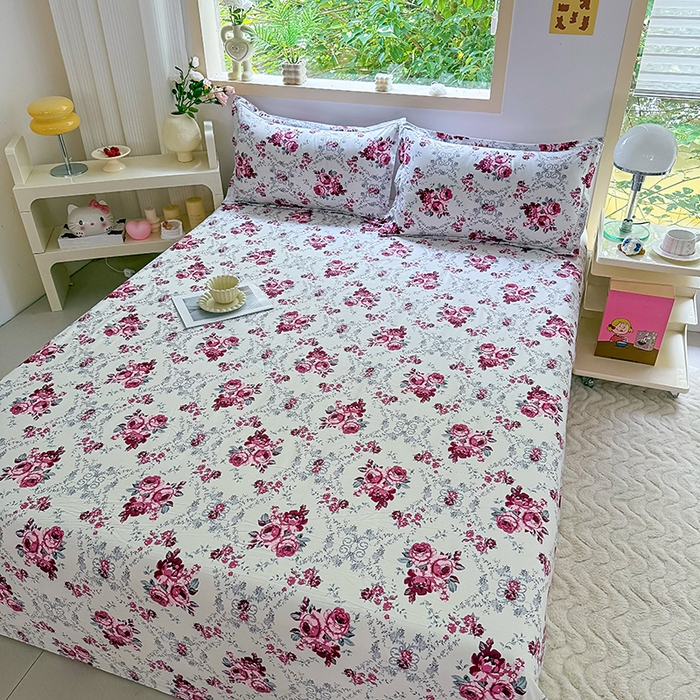 91家纺网 家纺一手货源 找家纺 梵巢家纺 2025新款加厚芦荟棉床单磨毛化纤床单 春意盎然