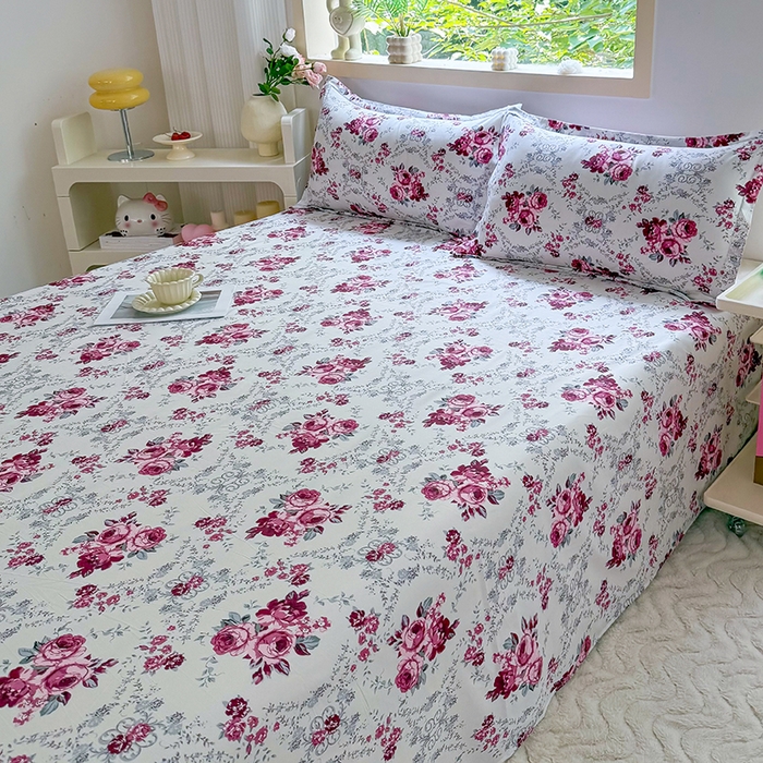 91家纺网 家纺一手货源 找家纺 梵巢家纺 2025新款加厚芦荟棉床单磨毛化纤床单 春意盎然