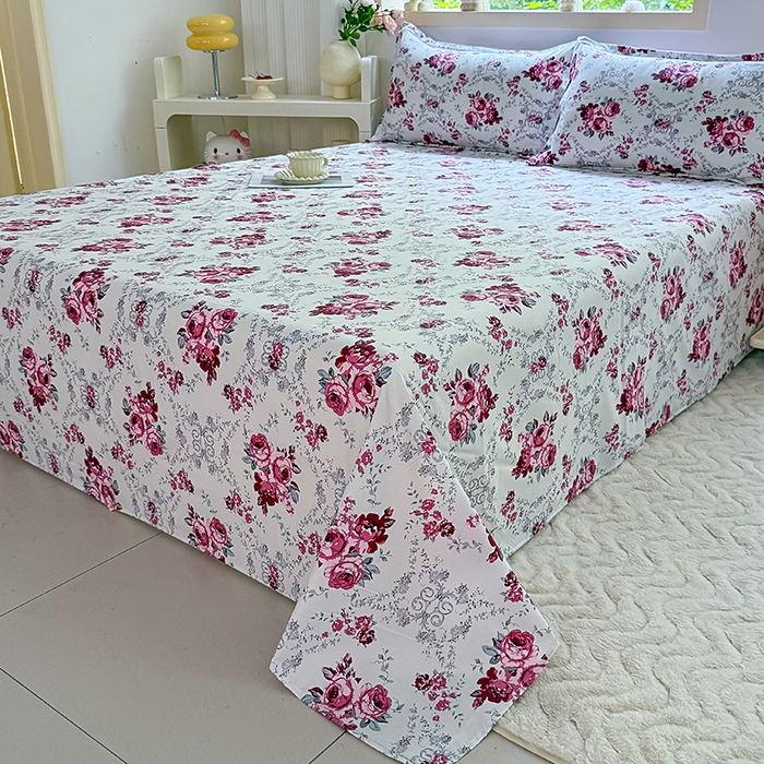 91家纺网 家纺一手货源 找家纺 梵巢家纺 2025新款加厚芦荟棉床单磨毛化纤床单 春意盎然