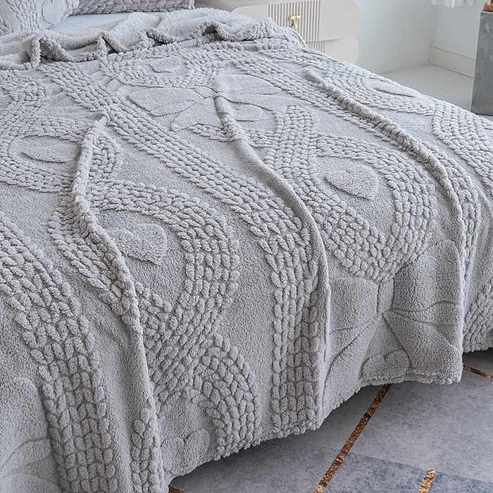 91家纺网 家纺一手货源 找家纺 楼兰公主 2025春夏新款塔芙绒毛毯毯子多功能盖毯 塔芙绒蝴蝶结-浅灰