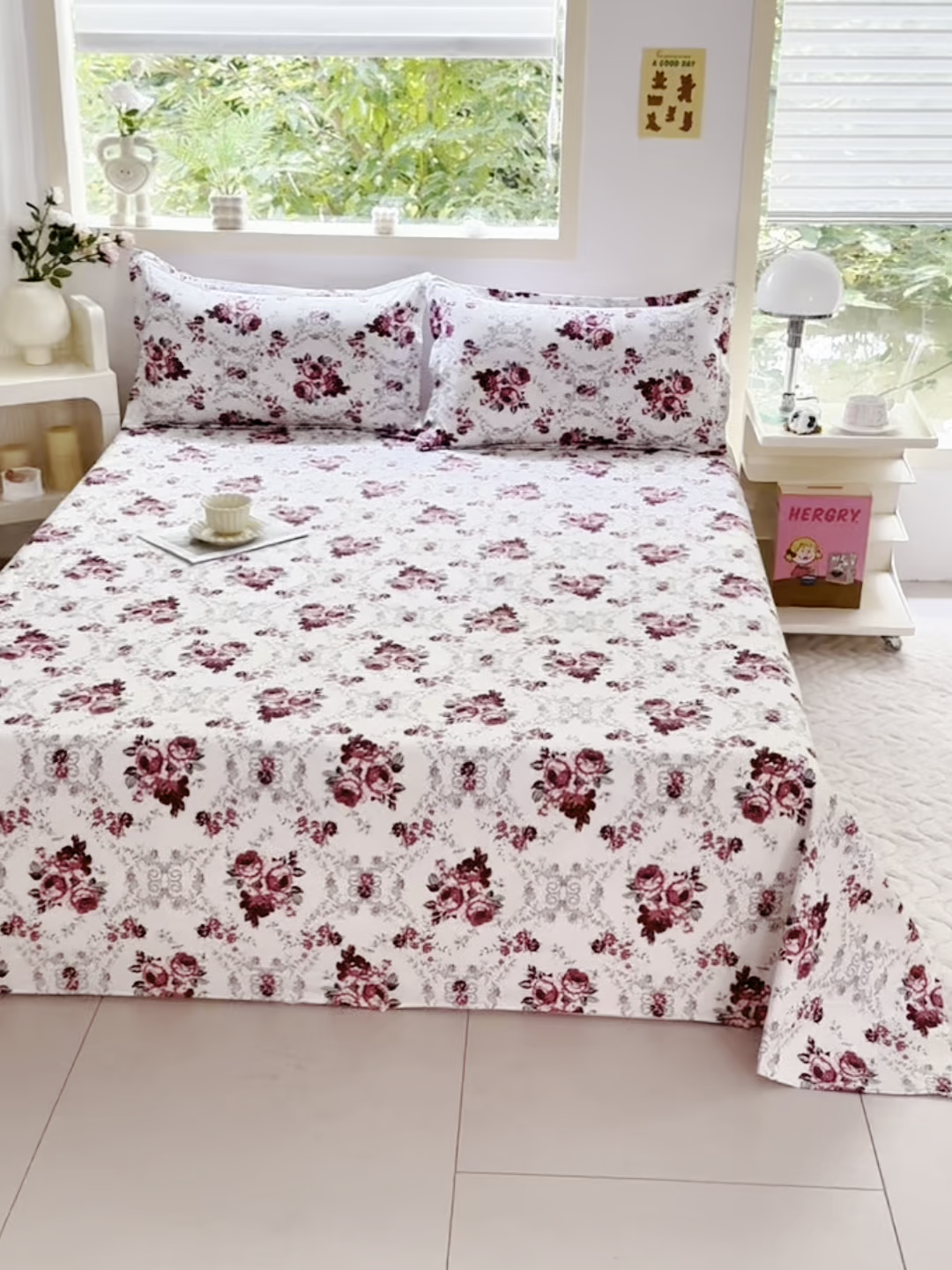 91家纺网 家纺一手货源 找家纺 梵巢家纺 2025新款加厚芦荟棉床单磨毛化纤床单 春意盎然