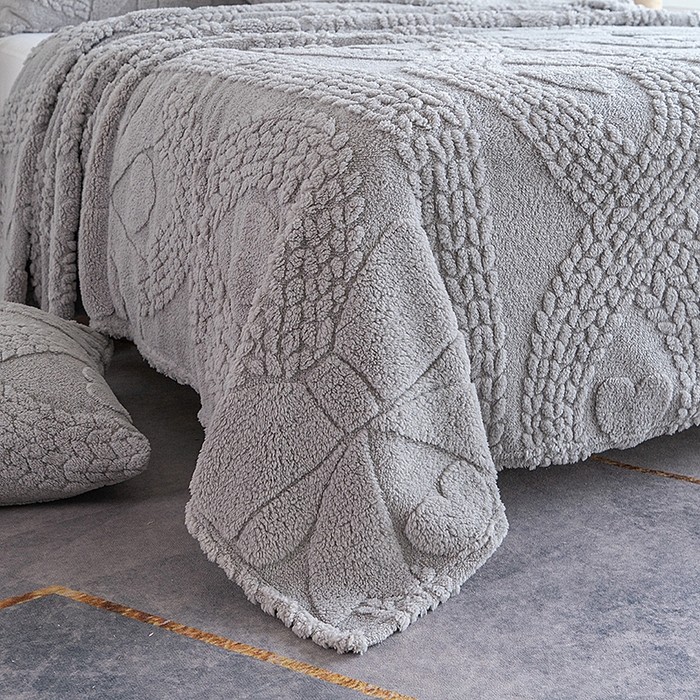 91家纺网 家纺一手货源 找家纺 楼兰公主 2025春夏新款塔芙绒毛毯毯子多功能盖毯 塔芙绒蝴蝶结-浅灰
