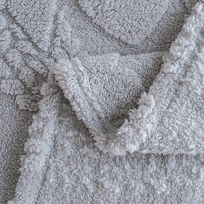 91家纺网 家纺一手货源 找家纺 楼兰公主 2025春夏新款塔芙绒毛毯毯子多功能盖毯 塔芙绒蝴蝶结-浅灰