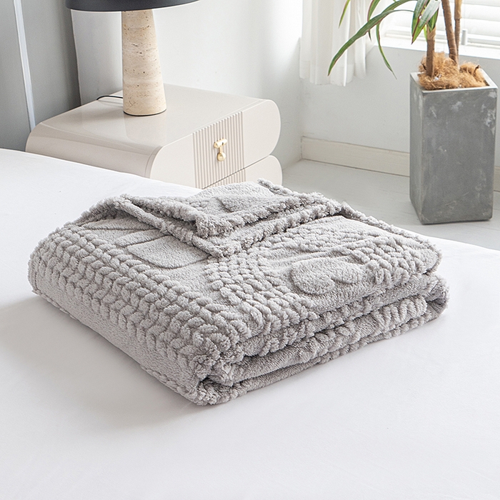 91家纺网 家纺一手货源 找家纺 楼兰公主 2025春夏新款塔芙绒毛毯毯子多功能盖毯 塔芙绒蝴蝶结-浅灰