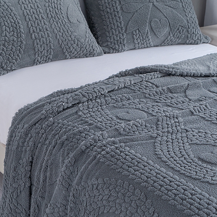 91家纺网 家纺一手货源 找家纺 楼兰公主 2025春夏新款塔芙绒毛毯毯子多功能盖毯 塔芙绒蝴蝶结-深灰