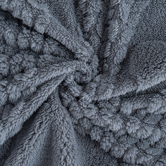 91家纺网 家纺一手货源 找家纺 楼兰公主 2025春夏新款塔芙绒毛毯毯子多功能盖毯 塔芙绒蝴蝶结-深灰