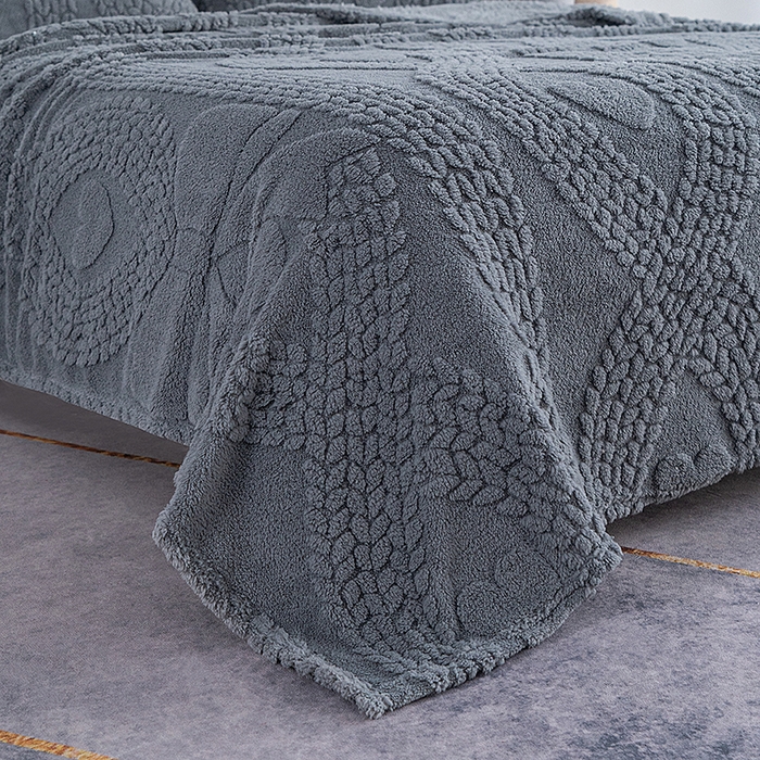91家纺网 家纺一手货源 找家纺 楼兰公主 2025春夏新款塔芙绒毛毯毯子多功能盖毯 塔芙绒蝴蝶结-深灰